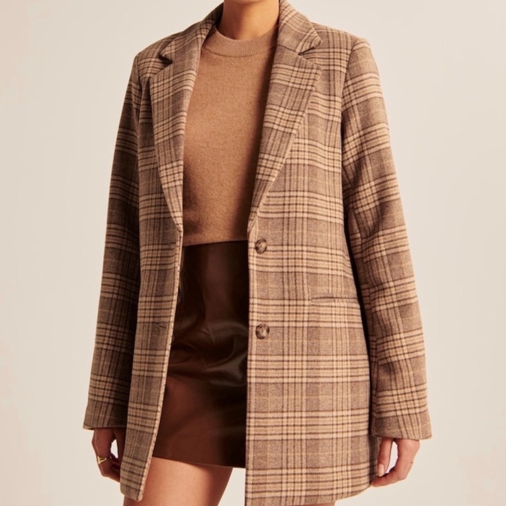 A&F Plaid Heavy Weight Wool Blazer